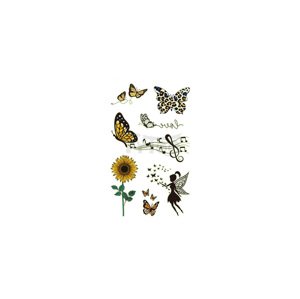 Matrica tetoválás  EI-249 Világító Napraforgó Pillangókkal