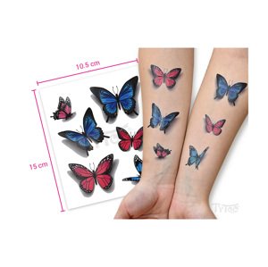 Matrica tetoválás  RH-001 Kék és Piros Pillangó