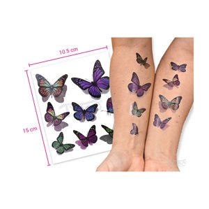 Matrica tetoválás  RH-004 Lila és Zöld Pillangó