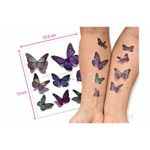 Matrica tetoválás  RH-004 Lila és Zöld Pillangó