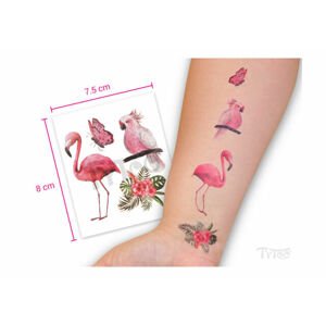 Matrica tetoválás  CD-001 Egzotikus Flamingóval és Papagájjal