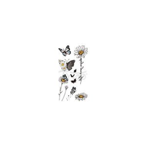 Matrica tetoválás  HI-100 Világító Fekete-Fehér Virágok